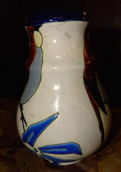  Boch Fr res Keramis Co Catteau Era Ceramic Art Deco Vase with Bird