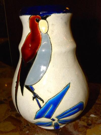  Boch Fr res Keramis Co Catteau Era Ceramic Art Deco Vase with Bird