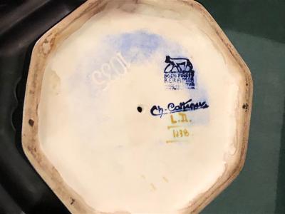  Boch Fr res Keramis Co Catteau Geometric Large Pedestal Bowl Boch Belgian Ceramic