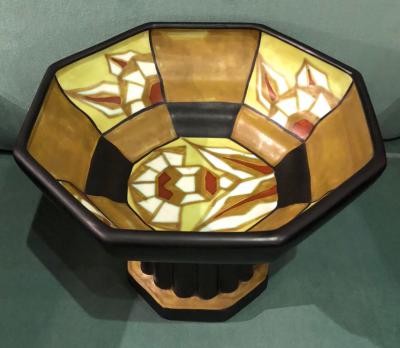  Boch Fr res Keramis Co Catteau Geometric Large Pedestal Bowl Boch Belgian Ceramic