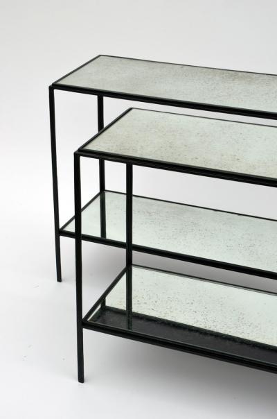  Boch Fr res Keramis Co Pair of Rectiligne Narrow Mirrored End Table