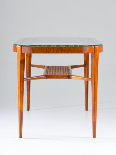  Bodafors Swedish Modern Coffee Table in Birch Glass and Rattan by Bodafors 1940s