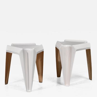  Bofinger Pair of Bofinger fiberglass side tables by Helmut B tzner