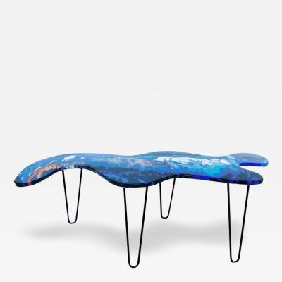  Bohdan Andreas Bohdan Andreas Functional Abstract Wall Art Coffee Table in Hand Painted Epoxy