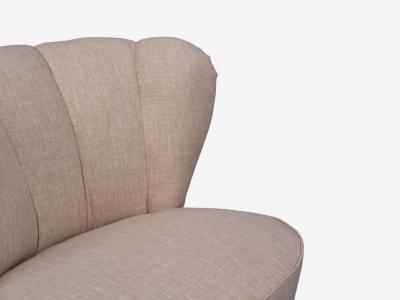  Boman OY Carl Johan Boman Lounge Chairs Beige Linen Wood Finland 1950s