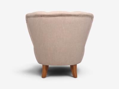  Boman OY Carl Johan Boman Lounge Chairs Beige Linen Wood Finland 1950s