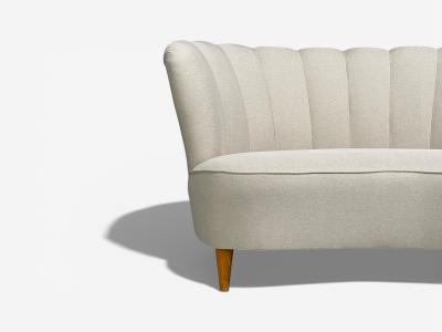  Boman OY Carl Johan Boman Settee Beige Linen Wood Finland 1950s