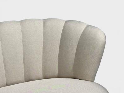 Boman OY Carl Johan Boman Settee Beige Linen Wood Finland 1950s