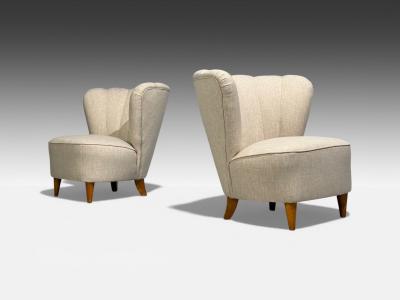  Boman OY Carl Johan Boman Settee Beige Linen Wood Finland 1950s