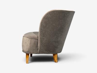  Boman OY Finnish Modern Easy Chairs Velvet Lacquered Wood Finland 1950s