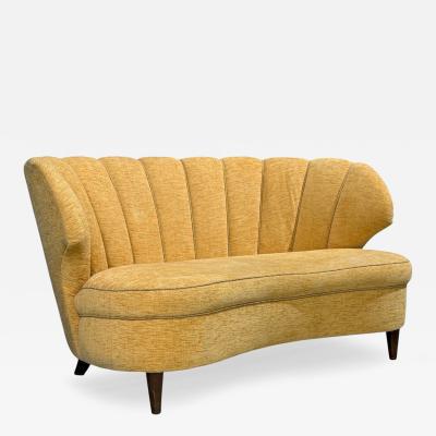  Boman OY Finnish Modern Settee or Sofa Fabric Wood Finland 1940s