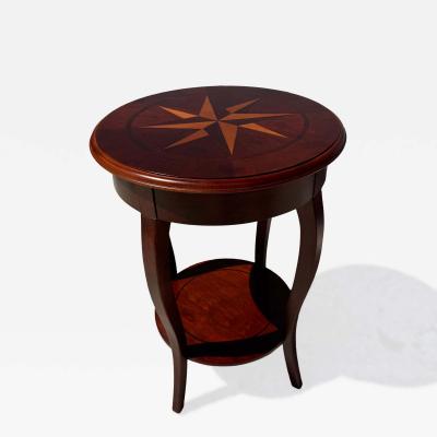  Bombay Furniture Co Round Mahogany Side Table with Inlaid Top