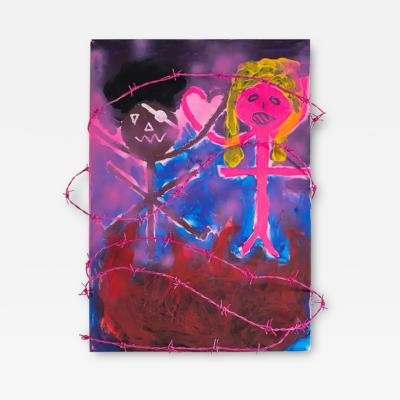  Bomberbax Impossible Love Mixed Acrylic on Canvas Abstract Painting by Bomberbax