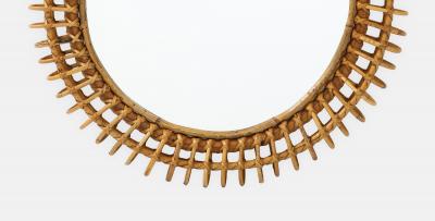  Bonacina 1950s Italian Bonacina Round Bamboo and Rattan Wall Mirror