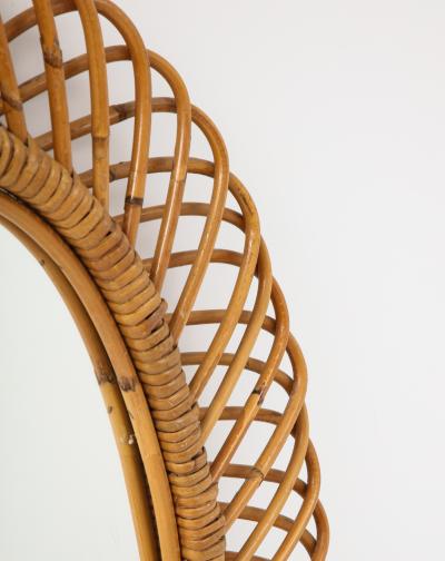  Bonacina 1950s Oval Bamboo and Rattan Mirror by Bonacino