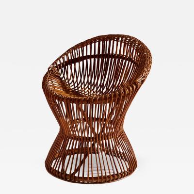  Bonacina Bonacina bamboo and cane stool Italy 1960s