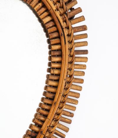  Bonacina Italian 1950s Oval Bamboo Mirror with Chain