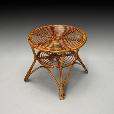  Bonacina Italian Mid Century Modern Occasional Table Rattan Bamboo Italy 1960s
