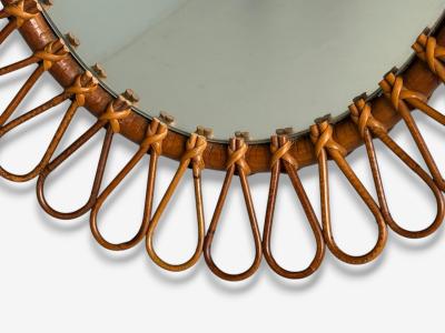  Bonacina Italian Modern Bamboo Cane Oval Wall Mirror Italy 1950s