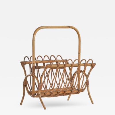  Bonacina Mid Century Magazine Rack in Bamboo 1960s