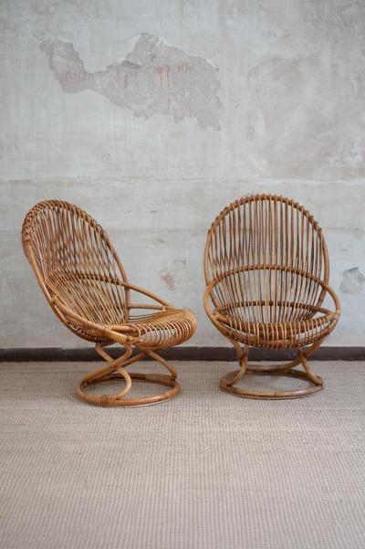  Bonacina Pair Of Tre Cerchi Armchairs By Tito Agnoli For Bonacina Italy 1950s