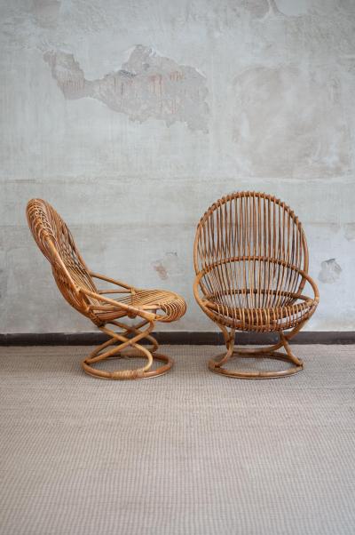  Bonacina Pair Of Tre Cerchi Armchairs By Tito Agnoli For Bonacina Italy 1950s