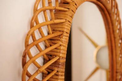  Bonacina Two Franco Albini for Bonacina Rattan and Bamboo Wall Mirror Italy 1960s