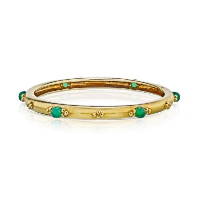  Boucheron BOUCHERON 18K YELLOW GOLD SLIDE ON EMERALD VINTAGE BANGLE BRACELET