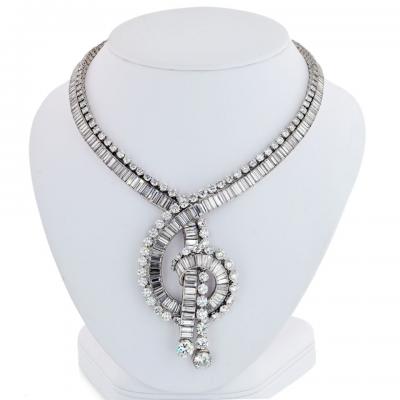  Boucheron Music Platinum 1960s 111 Carat Magnificent Musical Note Diamond Necklace