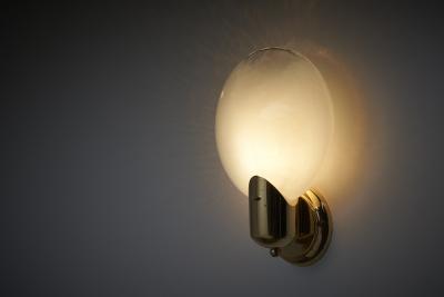  Boulanger Mid Century Brass and Hand Blown Glass Wall Sconce 1960s