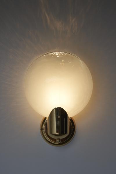  Boulanger Mid Century Brass and Hand Blown Glass Wall Sconce 1960s