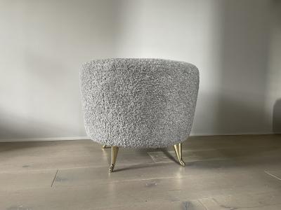  Bourgeois Boheme Atelier Arc Poof Silver Boucle Upholstery