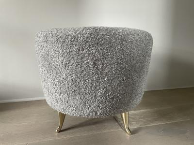  Bourgeois Boheme Atelier Arc Poof Silver Boucle Upholstery