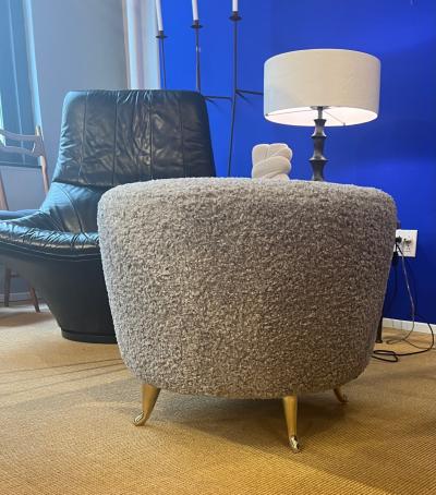  Bourgeois Boheme Atelier Arc Poof Silver Boucle Upholstery
