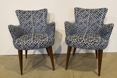  Bourgeois Boheme Atelier Pair of Aube Chairs Polka Dot Fabric