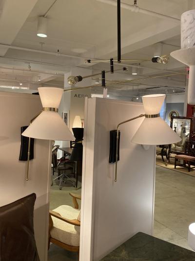  Bourgeois Boheme Atelier Pair of Bastille Sconce White linen shades