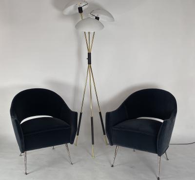  Bourgeois Boheme Atelier Pair of Briance Chairs Black Nickel Legs