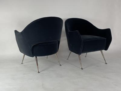  Bourgeois Boheme Atelier Pair of Briance Chairs Black Nickel Legs