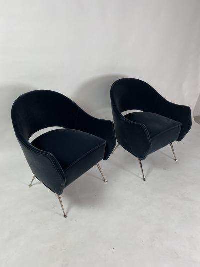  Bourgeois Boheme Atelier Pair of Briance Chairs Black Nickel Legs