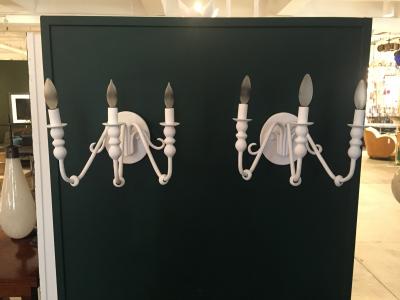  Bourgeois Boheme Atelier Pair of Decorative Plaster Wall Sconces 3 Arms