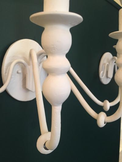  Bourgeois Boheme Atelier Pair of Decorative Plaster Wall Sconces 3 Arms