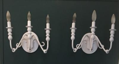  Bourgeois Boheme Atelier Pair of Decorative Plaster Wall Sconces 3 Arms