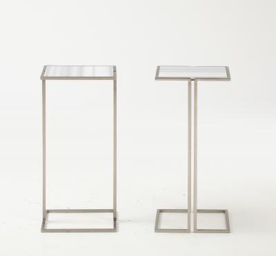  Bourgeois Boheme Atelier Pair of Nantes Side Tables Satin Nickel