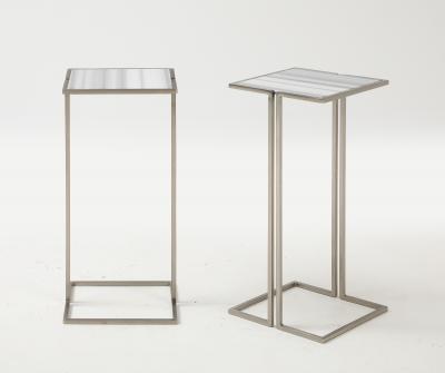  Bourgeois Boheme Atelier Pair of Nantes Side Tables Satin Nickel