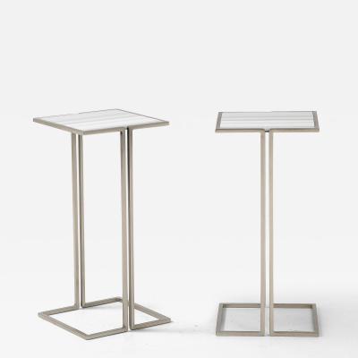  Bourgeois Boheme Atelier Pair of Nantes Side Tables Satin Nickel