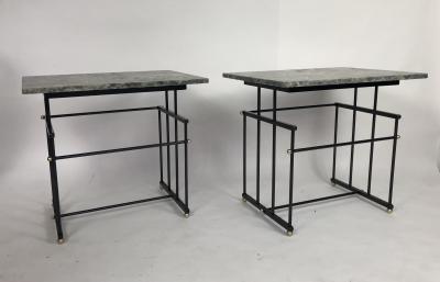  Bourgeois Boheme Atelier Pair of Plassance Side Tables Crystalized Marble Top
