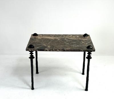  Bourgeois Boheme Atelier Pair of Sorgue Side Tables Brown Marble tops