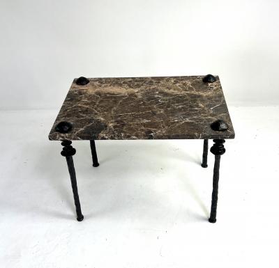  Bourgeois Boheme Atelier Pair of Sorgue Side Tables Brown Marble tops