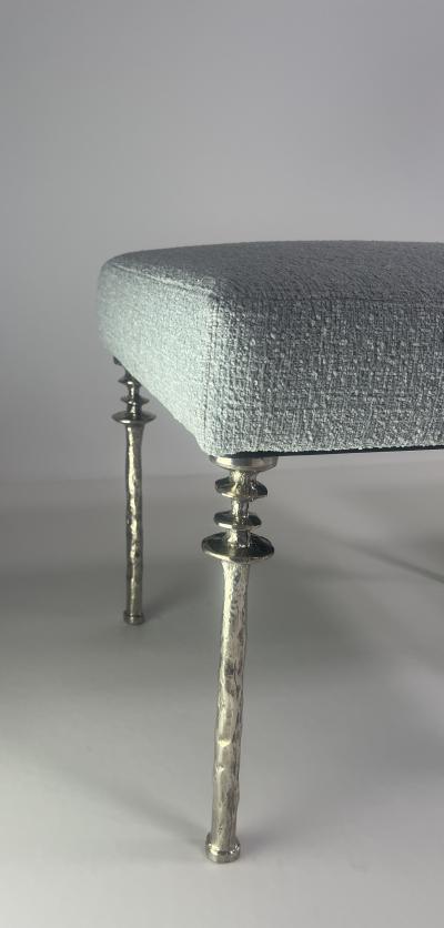  Bourgeois Boheme Atelier Pair of Sorgue Stools White Bronze