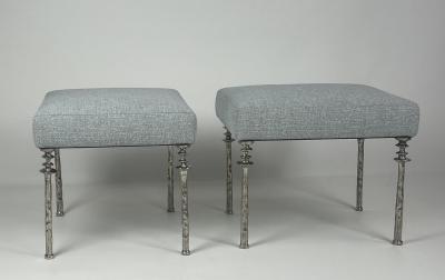  Bourgeois Boheme Atelier Pair of Sorgue Stools White Bronze